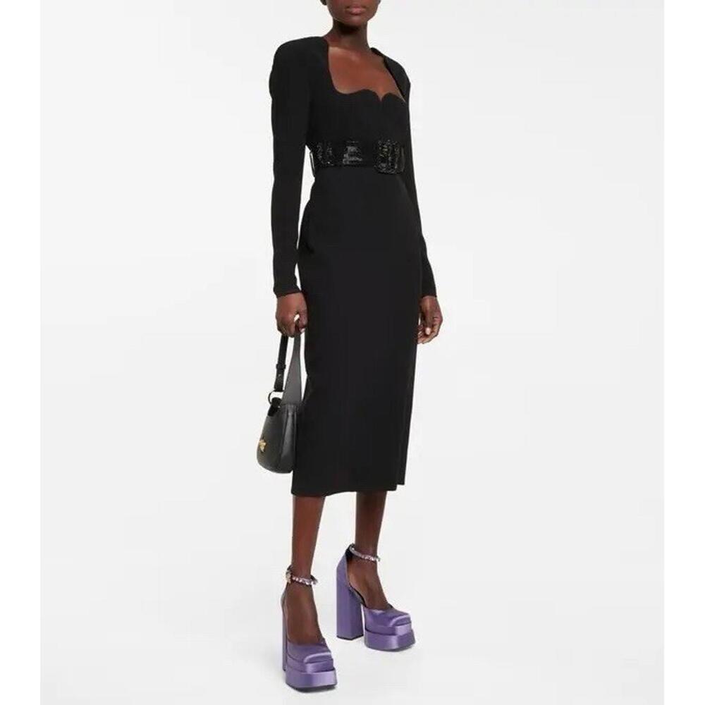 NIB Versace Medusa Aevitas Orchid Purple Satin Crystal Platform Pumps 40.5 $1575 - Picture 6 of 9